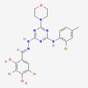 2,4-dibromo-6-[(E)-(2-{4-[(2-bromo-4-methylphenyl)amino]-6-(morpholin-4-yl)-1,3,5-triazin-2-yl}hydrazinylidene)methyl]benzene-1,3-diol