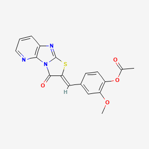 molecular formula C18H13N3O4S B11102440 [2-methoxy-4-[(Z)-(3-oxo-5-thia-2,7,12-triazatricyclo[6.4.0.02,6]dodeca-1(8),6,9,11-tetraen-4-ylidene)methyl]phenyl] acetate 