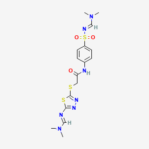 2-[(5-{[(E)-(dimethylamino)methylidene]amino}-1,3,4-thiadiazol-2-yl)sulfanyl]-N-(4-{[(E)-(dimethylamino)methylidene]sulfamoyl}phenyl)acetamide