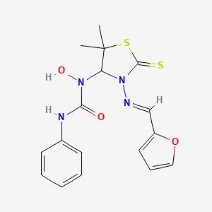 1-(3-{[(E)-furan-2-ylmethylidene]amino}-5,5-dimethyl-2-thioxo-1,3-thiazolidin-4-yl)-1-hydroxy-3-phenylurea