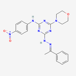 4-(morpholin-4-yl)-N-(4-nitrophenyl)-6-[(2E)-2-(1-phenylethylidene)hydrazinyl]-1,3,5-triazin-2-amine