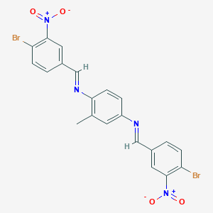 molecular formula C21H14Br2N4O4 B11102582 N,N'-bis[(E)-(4-bromo-3-nitrophenyl)methylidene]-2-methylbenzene-1,4-diamine 