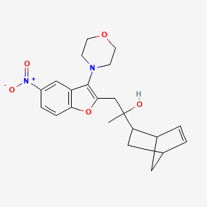 molecular formula C22H26N2O5 B11102591 2-(Bicyclo[2.2.1]hept-5-en-2-yl)-1-[3-(morpholin-4-yl)-5-nitro-1-benzofuran-2-yl]propan-2-ol 