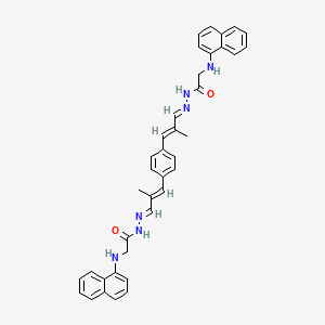 molecular formula C38H36N6O2 B11102605 N',N''-{benzene-1,4-diylbis[(1E,3E)-2-methylprop-1-en-1-yl-3-ylidene]}bis[2-(naphthalen-1-ylamino)acetohydrazide] (non-preferred name) 