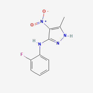 molecular formula C10H9FN4O2 B11102640 N-(2-fluorophenyl)-3-methyl-4-nitro-1H-pyrazol-5-amine 