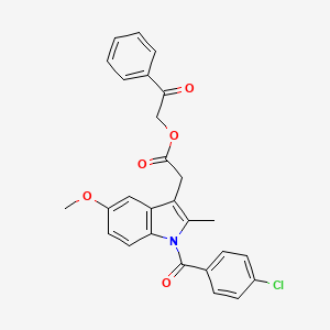 molecular formula C27H22ClNO5 B11102648 2-oxo-2-phenylethyl {1-[(4-chlorophenyl)carbonyl]-5-methoxy-2-methyl-1H-indol-3-yl}acetate 