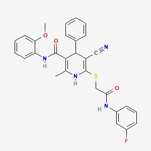 5-cyano-6-({2-[(3-fluorophenyl)amino]-2-oxoethyl}sulfanyl)-N-(2-methoxyphenyl)-2-methyl-4-phenyl-1,4-dihydropyridine-3-carboxamide