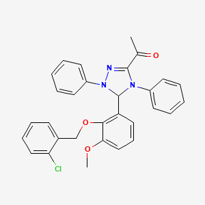 molecular formula C30H26ClN3O3 B11102690 1-(5-{2-[(2-chlorobenzyl)oxy]-3-methoxyphenyl}-1,4-diphenyl-4,5-dihydro-1H-1,2,4-triazol-3-yl)ethanone 