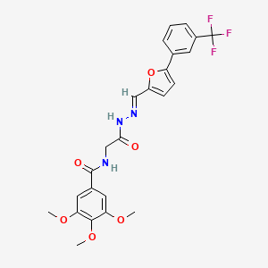 molecular formula C24H22F3N3O6 B11102707 3,4,5-Trimethoxy-N~1~-{2-oxo-2-[2-((E)-1-{5-[3-(trifluoromethyl)phenyl]-2-furyl}methylidene)hydrazino]ethyl}benzamide 