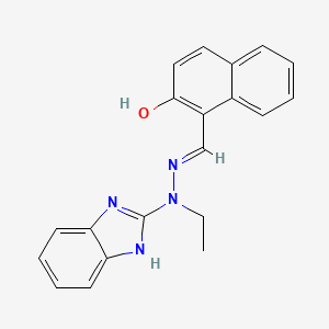 molecular formula C20H18N4O B11102728 Naphthalene-1-carboxaldehyde, 2-hydroxy-, (2-benzimidazolyl)(ethyl)hydrazone 