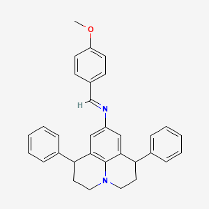 N-(1,7-Diphenyl-2,3,6,7-tetrahydro-1H,5H-pyrido[3,2,1-IJ]quinolin-9-YL)-N-[(E)-1-(4-methoxyphenyl)methylidene]amine