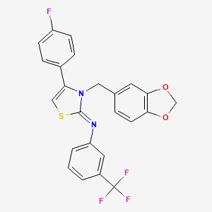 molecular formula C24H16F4N2O2S B11102786 N-[(2Z)-3-(1,3-benzodioxol-5-ylmethyl)-4-(4-fluorophenyl)-1,3-thiazol-2(3H)-ylidene]-3-(trifluoromethyl)aniline 