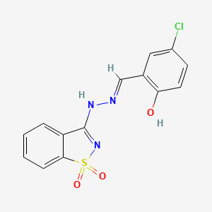 4-chloro-2-{(E)-[2-(1,1-dioxido-1,2-benzothiazol-3-yl)hydrazinylidene]methyl}phenol