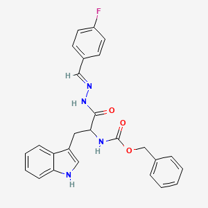 Benzyl N-[2-{2-[(E)-1-(4-fluorophenyl)methylidene]hydrazino}-1-(1H-indol-3-ylmethyl)-2-oxoethyl]carbamate