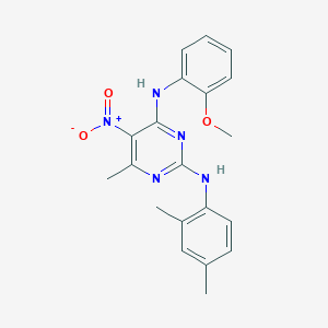 molecular formula C20H21N5O3 B11102824 N~2~-(2,4-dimethylphenyl)-N~4~-(2-methoxyphenyl)-6-methyl-5-nitropyrimidine-2,4-diamine 