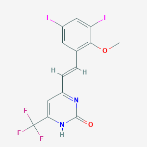 4-[(E)-2-(3,5-diiodo-2-methoxyphenyl)ethenyl]-6-(trifluoromethyl)pyrimidin-2(1H)-one