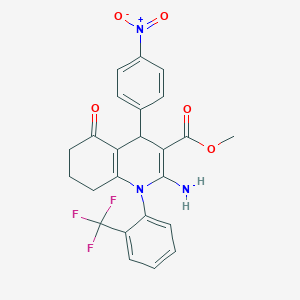 Methyl 2-amino-4-(4-nitrophenyl)-5-oxo-1-[2-(trifluoromethyl)phenyl]-1,4,5,6,7,8-hexahydroquinoline-3-carboxylate