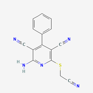 molecular formula C15H9N5S B11102947 2-Amino-6-[(cyanomethyl)sulfanyl]-4-phenylpyridine-3,5-dicarbonitrile 