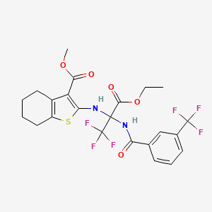 Methyl 2-{[3-ethoxy-1,1,1-trifluoro-3-oxo-2-({[3-(trifluoromethyl)phenyl]carbonyl}amino)propan-2-yl]amino}-4,5,6,7-tetrahydro-1-benzothiophene-3-carboxylate