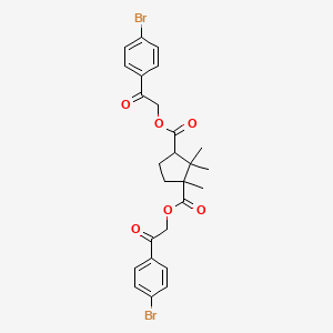 molecular formula C26H26Br2O6 B11103077 Bis[2-(4-bromophenyl)-2-oxoethyl] 1,2,2-trimethylcyclopentane-1,3-dicarboxylate 