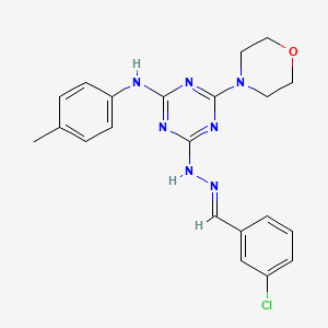 molecular formula C21H22ClN7O B11103081 4-[(2E)-2-(3-chlorobenzylidene)hydrazinyl]-N-(4-methylphenyl)-6-(morpholin-4-yl)-1,3,5-triazin-2-amine 