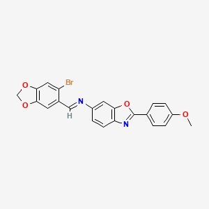 N-[(E)-(6-bromo-1,3-benzodioxol-5-yl)methylidene]-2-(4-methoxyphenyl)-1,3-benzoxazol-6-amine