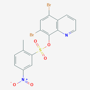 molecular formula C16H10Br2N2O5S B11103116 5,7-Dibromoquinolin-8-yl 2-methyl-5-nitrobenzenesulfonate 