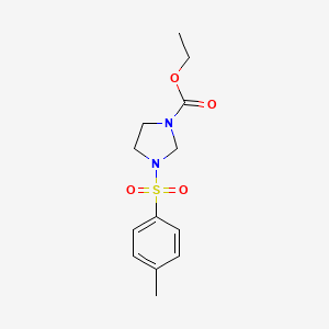 molecular formula C13H18N2O4S B11103138 Ethyl 3-[(4-methylphenyl)sulfonyl]imidazolidine-1-carboxylate 