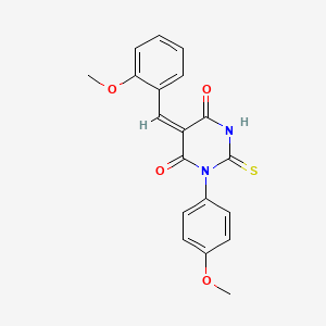 (5E)-1-(4-methoxyphenyl)-5-[(2-methoxyphenyl)methylidene]-2-sulfanylidene-1,3-diazinane-4,6-dione