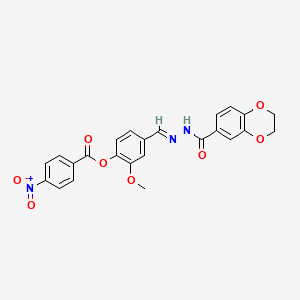 4-{(E)-[2-(2,3-dihydro-1,4-benzodioxin-6-ylcarbonyl)hydrazinylidene]methyl}-2-methoxyphenyl 4-nitrobenzoate