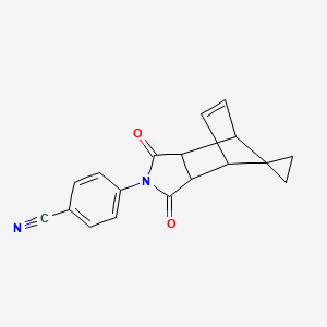 molecular formula C18H14N2O2 B11103191 4-(1,3-dioxo-1,3,3a,4,7,7a-hexahydro-2H-spiro[2-aza-4,7-methanoisoindole-8,1'-cyclopropan]-2-yl)benzonitrile 