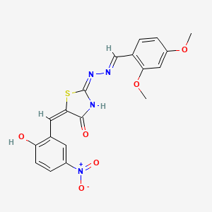 (2E,5E)-2-[(2E)-(2,4-dimethoxybenzylidene)hydrazinylidene]-5-(2-hydroxy-5-nitrobenzylidene)-1,3-thiazolidin-4-one