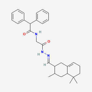 molecular formula C30H37N3O2 B11103215 N-(2-oxo-2-{(2E)-2-[(3,5,5-trimethyl-1,2,3,4,4a,5,6,7-octahydronaphthalen-2-yl)methylidene]hydrazinyl}ethyl)-2,2-diphenylacetamide (non-preferred name) 