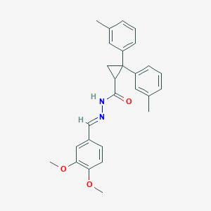 N'-[(E)-(3,4-dimethoxyphenyl)methylidene]-2,2-bis(3-methylphenyl)cyclopropanecarbohydrazide