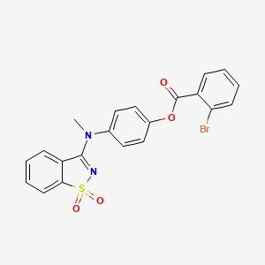 molecular formula C21H15BrN2O4S B11103244 4-[(1,1-Dioxido-1,2-benzothiazol-3-yl)(methyl)amino]phenyl 2-bromobenzoate 