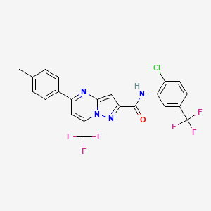 molecular formula C22H13ClF6N4O B11103285 N-[2-chloro-5-(trifluoromethyl)phenyl]-5-(4-methylphenyl)-7-(trifluoromethyl)pyrazolo[1,5-a]pyrimidine-2-carboxamide 