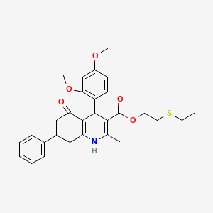 2-(Ethylsulfanyl)ethyl 4-(2,4-dimethoxyphenyl)-2-methyl-5-oxo-7-phenyl-1,4,5,6,7,8-hexahydroquinoline-3-carboxylate