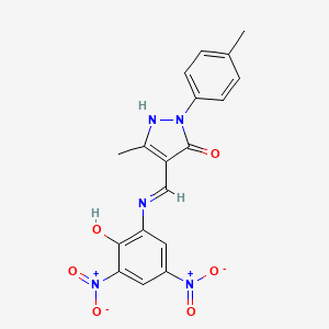 (4Z)-4-{[(2-hydroxy-3,5-dinitrophenyl)amino]methylidene}-5-methyl-2-(4-methylphenyl)-2,4-dihydro-3H-pyrazol-3-one