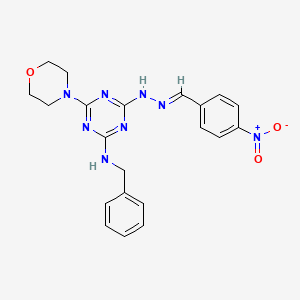 N-benzyl-4-(morpholin-4-yl)-6-[(2E)-2-(4-nitrobenzylidene)hydrazinyl]-1,3,5-triazin-2-amine