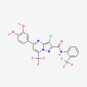 3-chloro-5-(3,4-dimethoxyphenyl)-7-(trifluoromethyl)-N-[2-(trifluoromethyl)phenyl]pyrazolo[1,5-a]pyrimidine-2-carboxamide