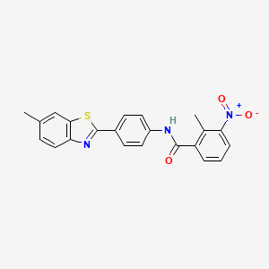 2-methyl-N-[4-(6-methyl-1,3-benzothiazol-2-yl)phenyl]-3-nitrobenzamide