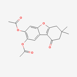 molecular formula C18H18O6 B11103449 7,7-Dimethyl-9-oxo-6,7,8,9-tetrahydrodibenzo[b,d]furan-2,3-diyl diacetate 