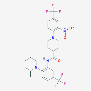 molecular formula C26H28F6N4O3 B11103452 N-[2-(2-methylpiperidin-1-yl)-5-(trifluoromethyl)phenyl]-1-[2-nitro-4-(trifluoromethyl)phenyl]piperidine-4-carboxamide 