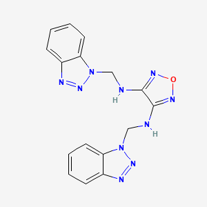 molecular formula C16H14N10O B11103460 N,N'-bis(1H-benzotriazol-1-ylmethyl)-1,2,5-oxadiazole-3,4-diamine 