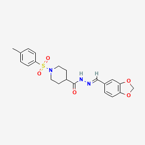 molecular formula C21H23N3O5S B11103465 N'-[(E)-1,3-benzodioxol-5-ylmethylidene]-1-[(4-methylphenyl)sulfonyl]piperidine-4-carbohydrazide 