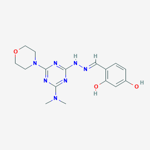 4-[(E)-{2-[4-(dimethylamino)-6-(morpholin-4-yl)-1,3,5-triazin-2-yl]hydrazinylidene}methyl]benzene-1,3-diol