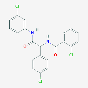 2-chloro-N-[2-(3-chloroanilino)-1-(4-chlorophenyl)-2-oxoethyl]benzamide