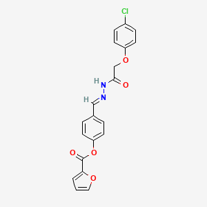 molecular formula C20H15ClN2O5 B11103517 4-[(E)-{2-[(4-chlorophenoxy)acetyl]hydrazinylidene}methyl]phenyl furan-2-carboxylate 