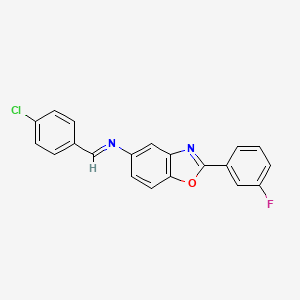 molecular formula C20H12ClFN2O B11103523 N-[(E)-(4-chlorophenyl)methylidene]-2-(3-fluorophenyl)-1,3-benzoxazol-5-amine 