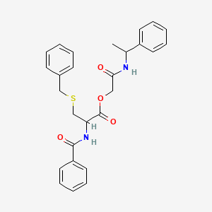 molecular formula C27H28N2O4S B11103535 2-oxo-2-[(1-phenylethyl)amino]ethyl S-benzyl-N-(phenylcarbonyl)cysteinate 